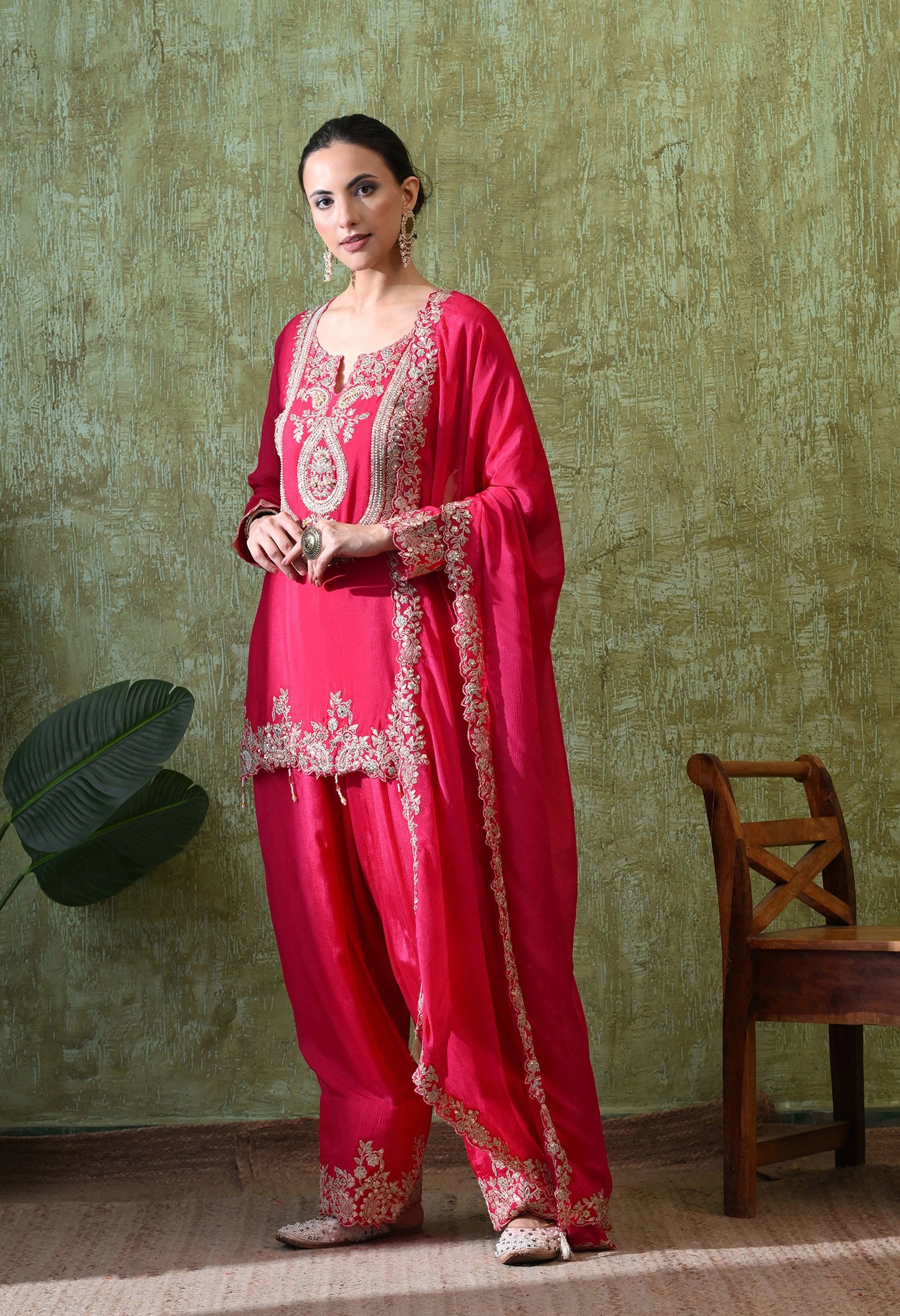 Radiant Magenta Sequin Party Suit