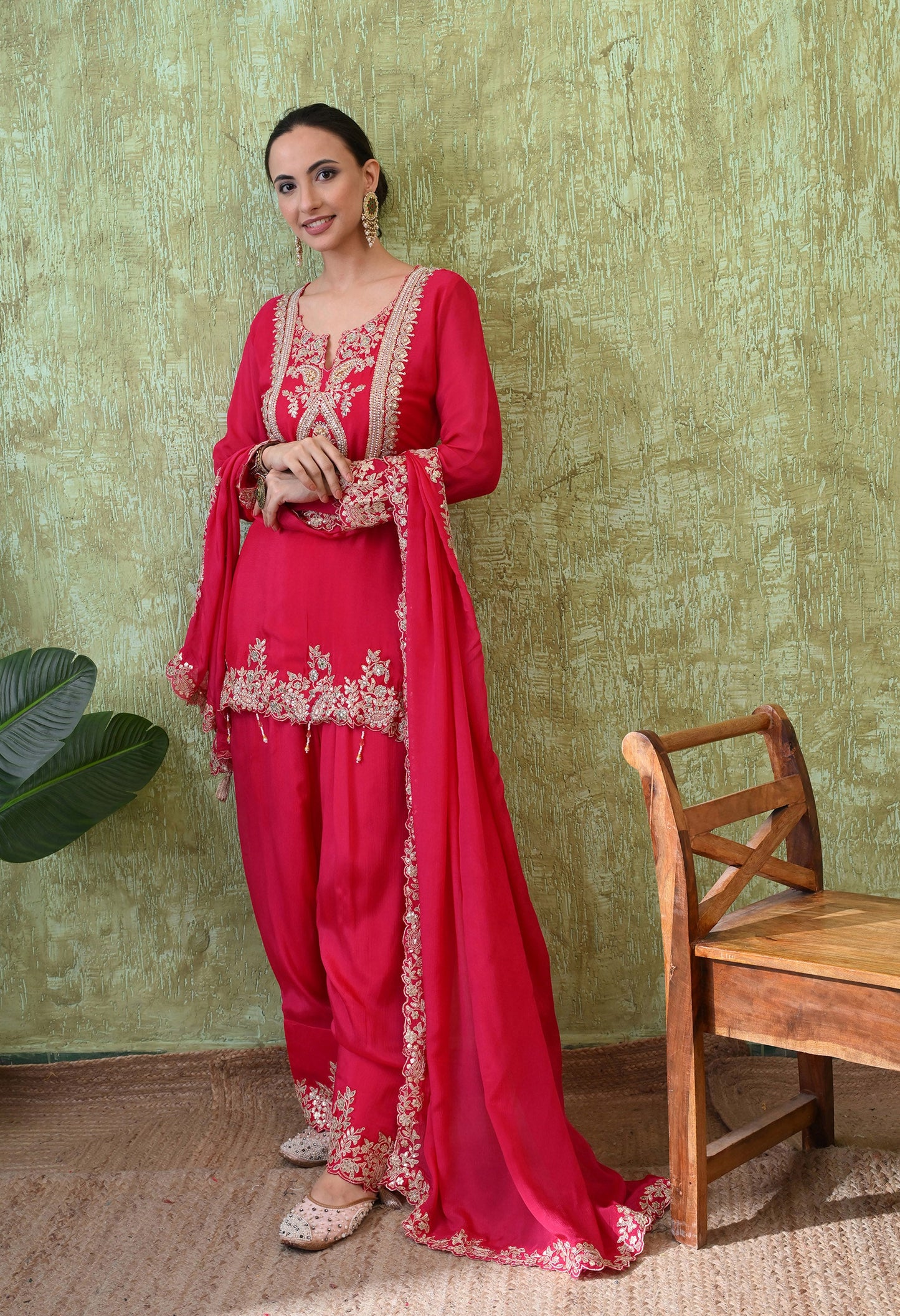 Radiant Magenta Sequin Party Suit