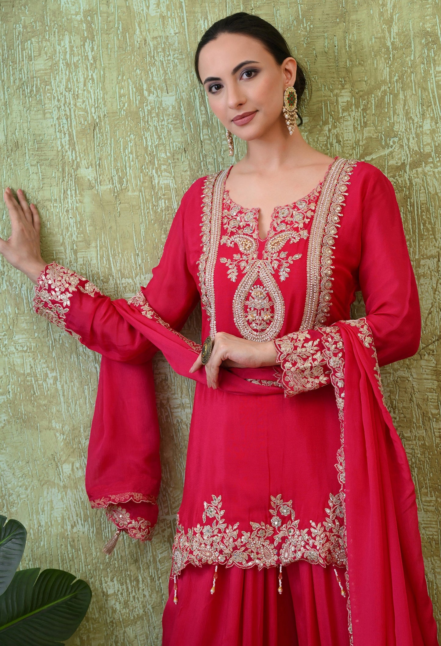 Radiant Magenta Sequin Party Suit