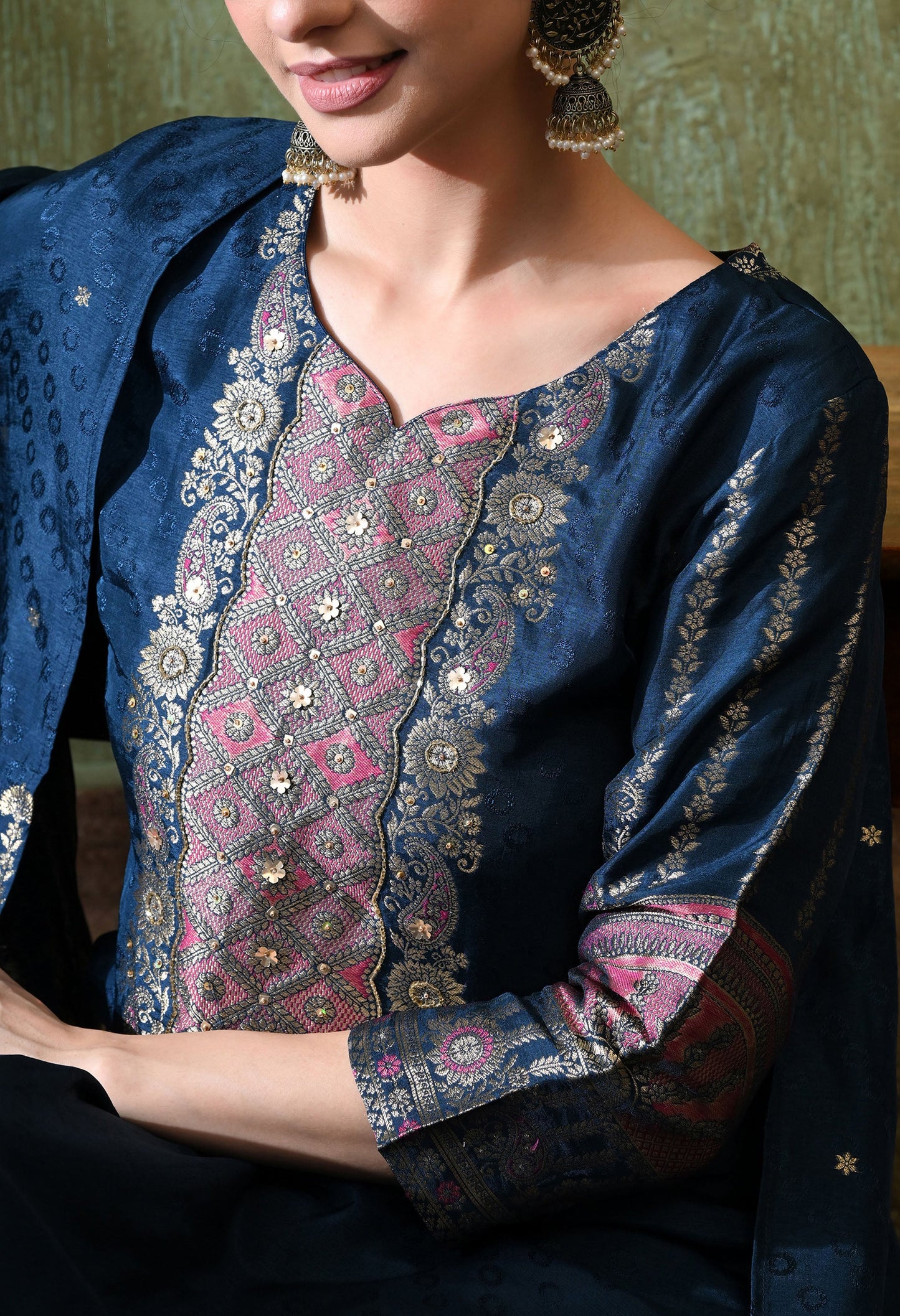 Royal Blue Brocket Silk Charm