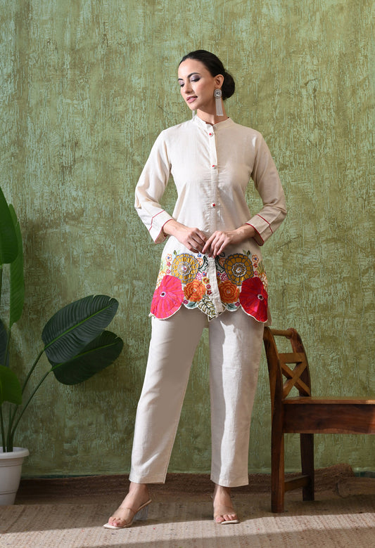 Pearl Shine Cream Co-ord Set