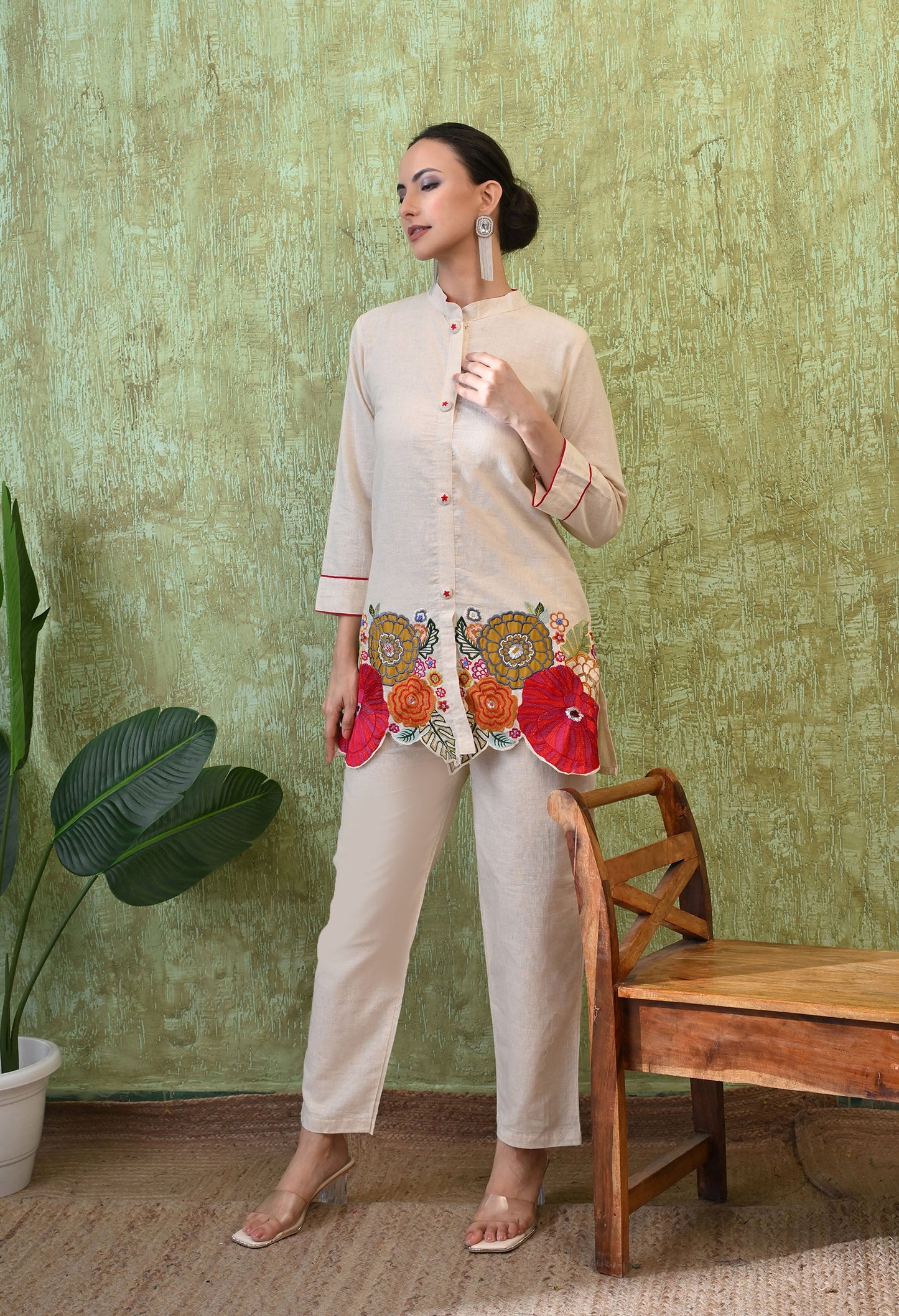 Pearl Shine Cream Co-ord Set