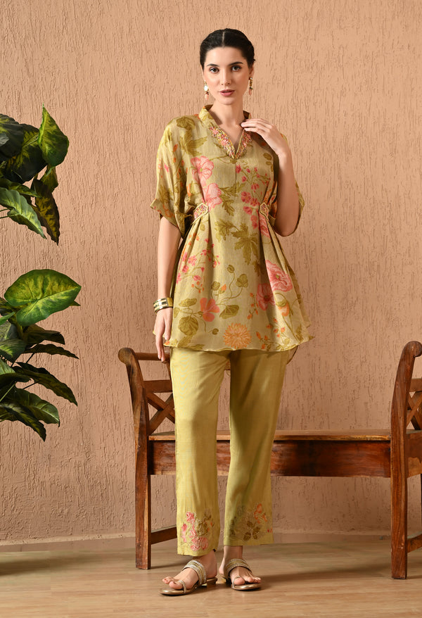 Light Green Peplum Co-Ord For Woman