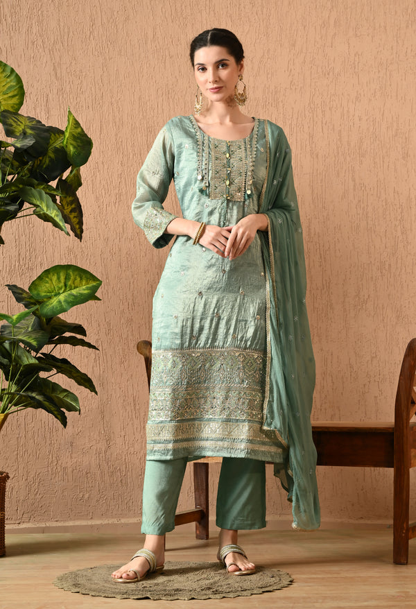 Pastel Sea Green Suit For Woman