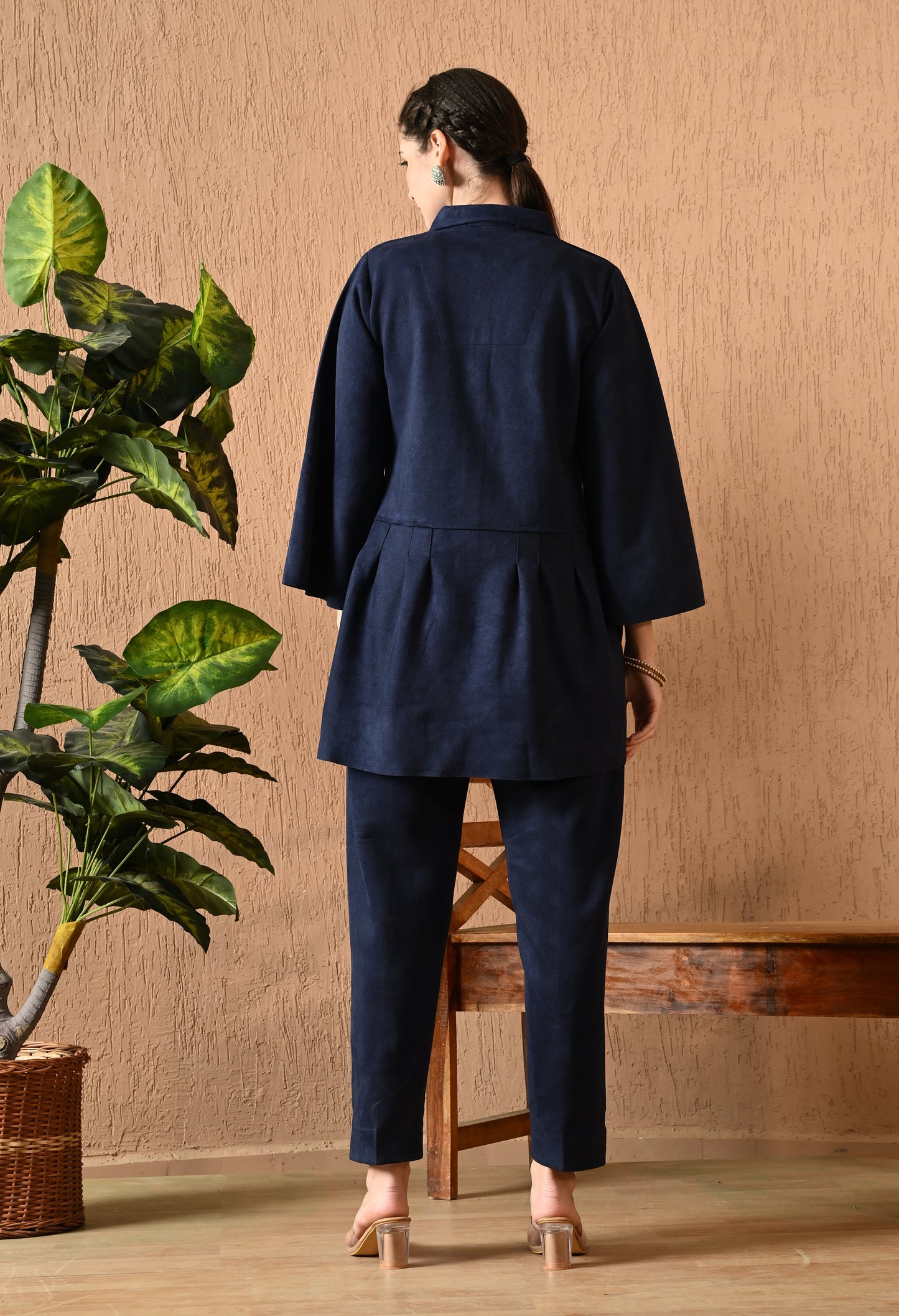 Dark Blue Velvet Co-ord Set