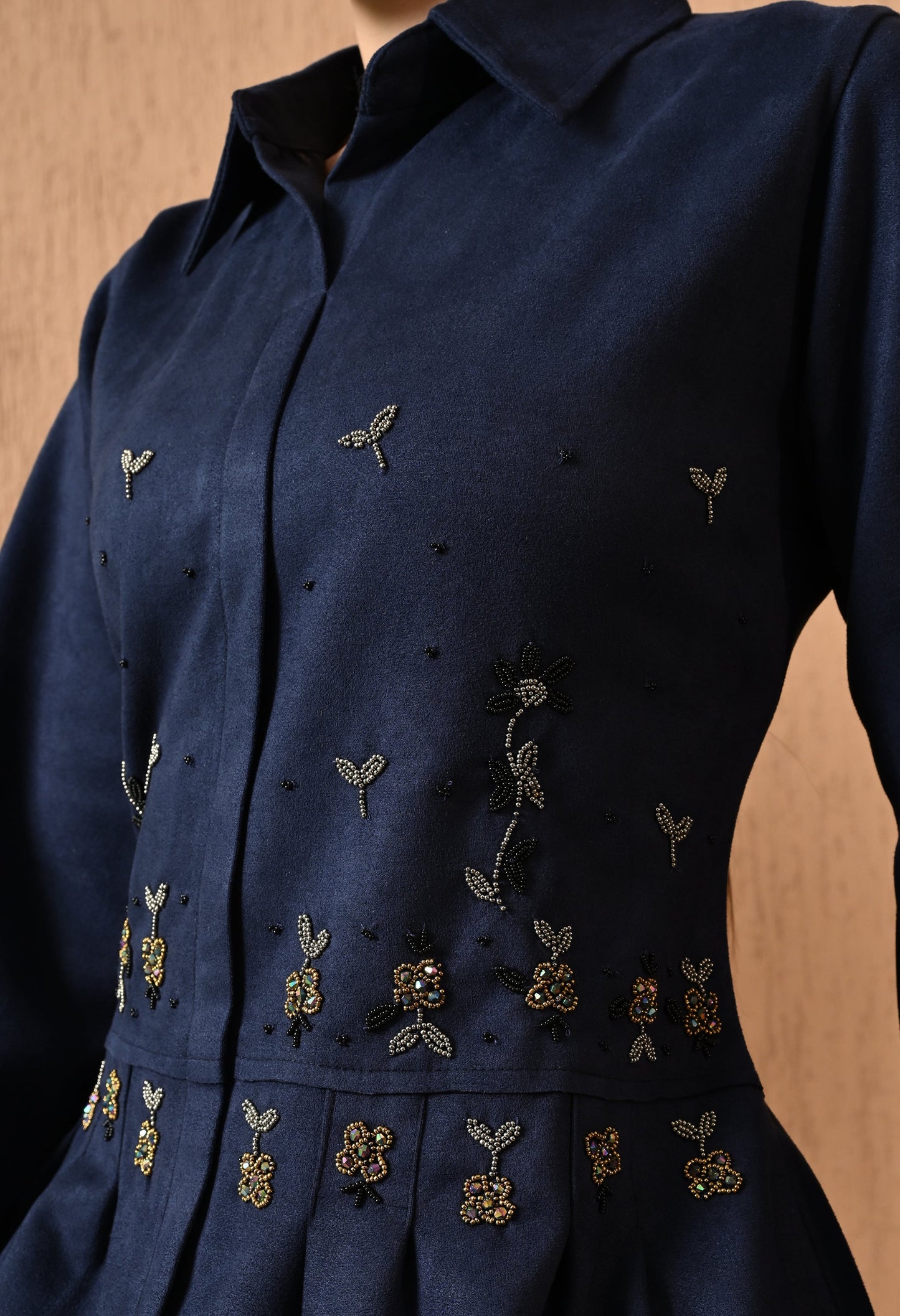 Dark Blue Velvet Co-ord Set