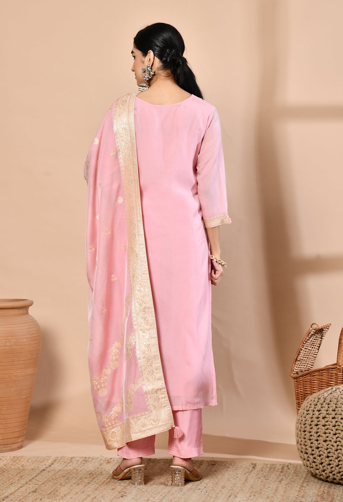 Elegant Pink Banarasi Charm