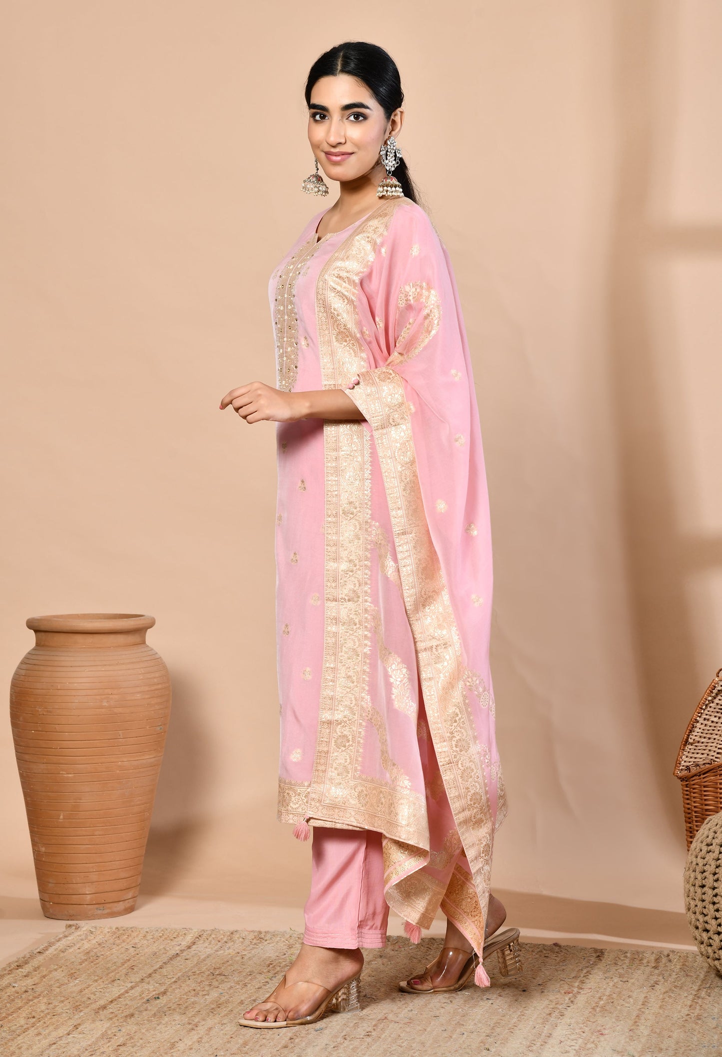 Elegant Pink Banarasi Charm