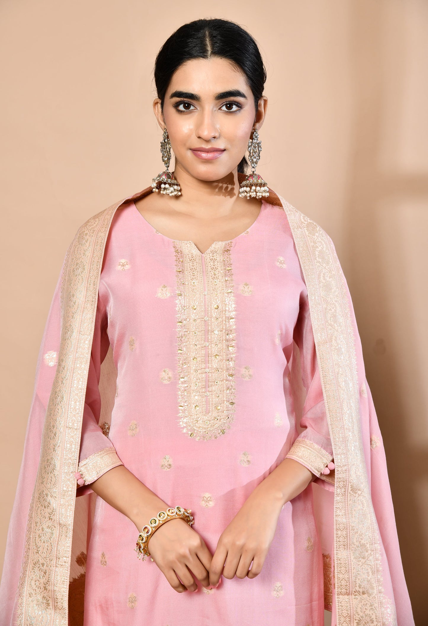 Elegant Pink Banarasi Charm