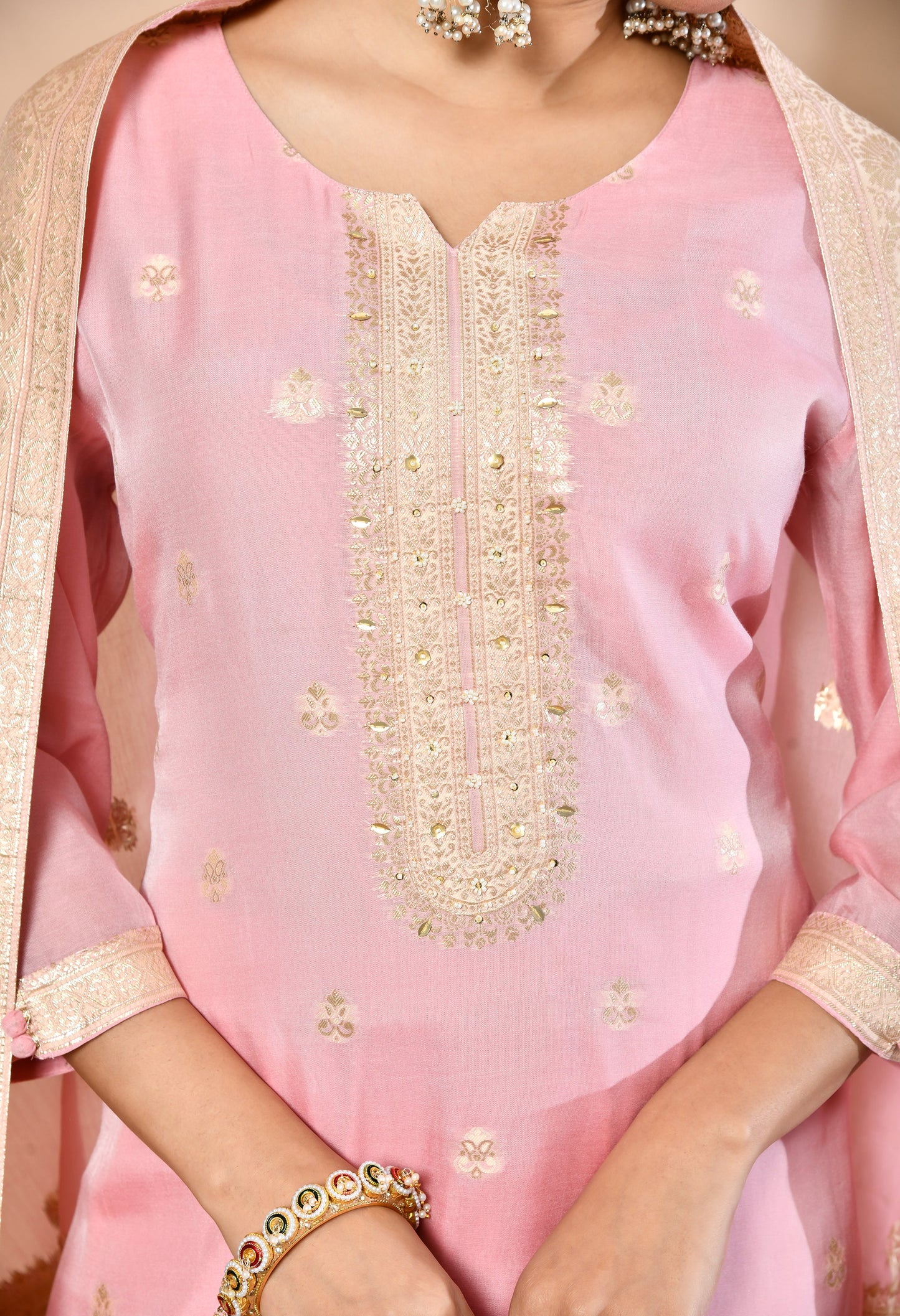 Elegant Pink Banarasi Charm