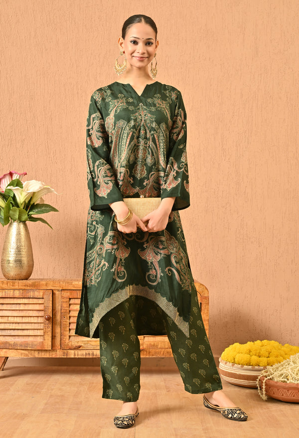 Opulent Green Silk Co-Ord Set