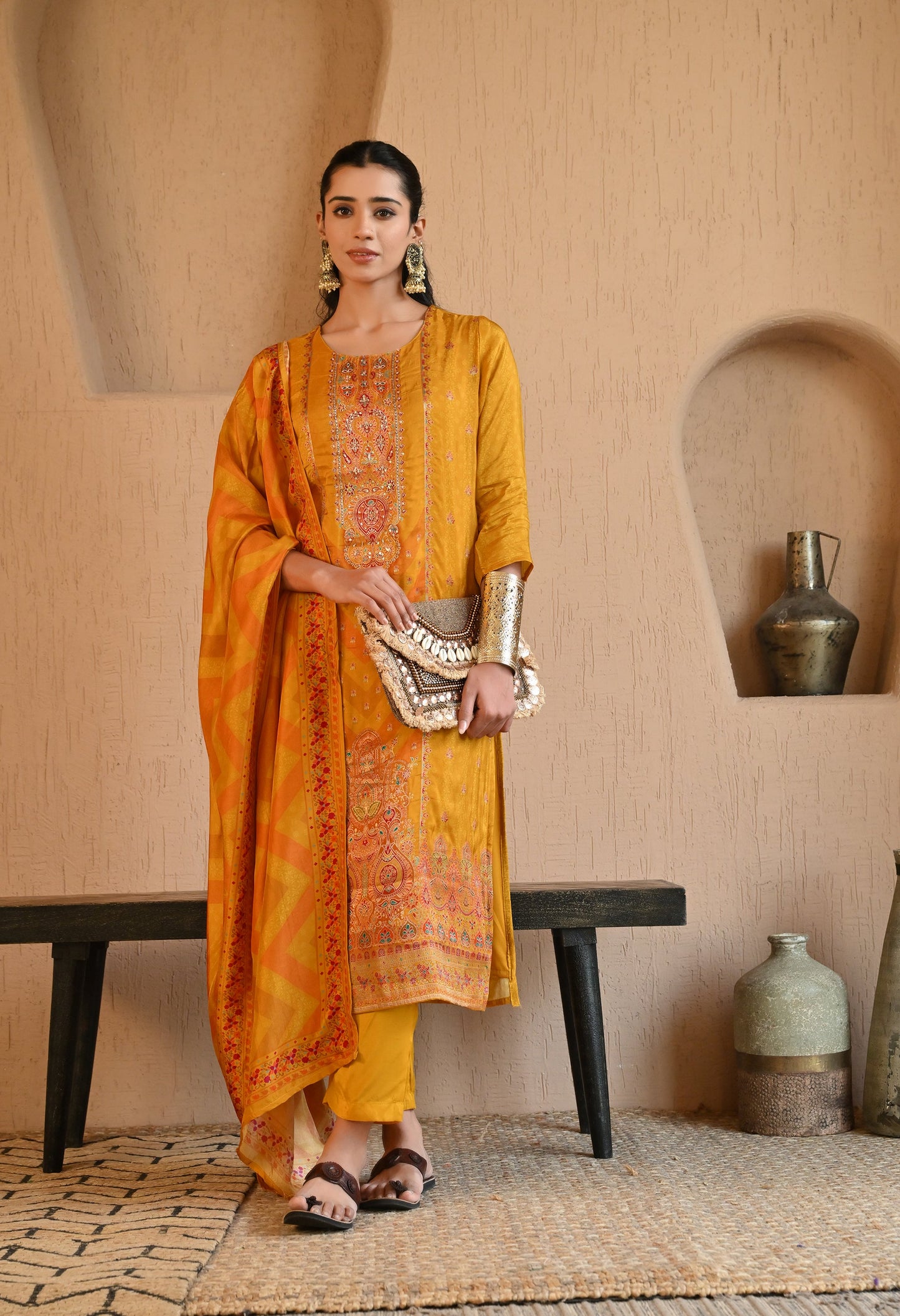 Yellow Royal Brocket Silk Beauty