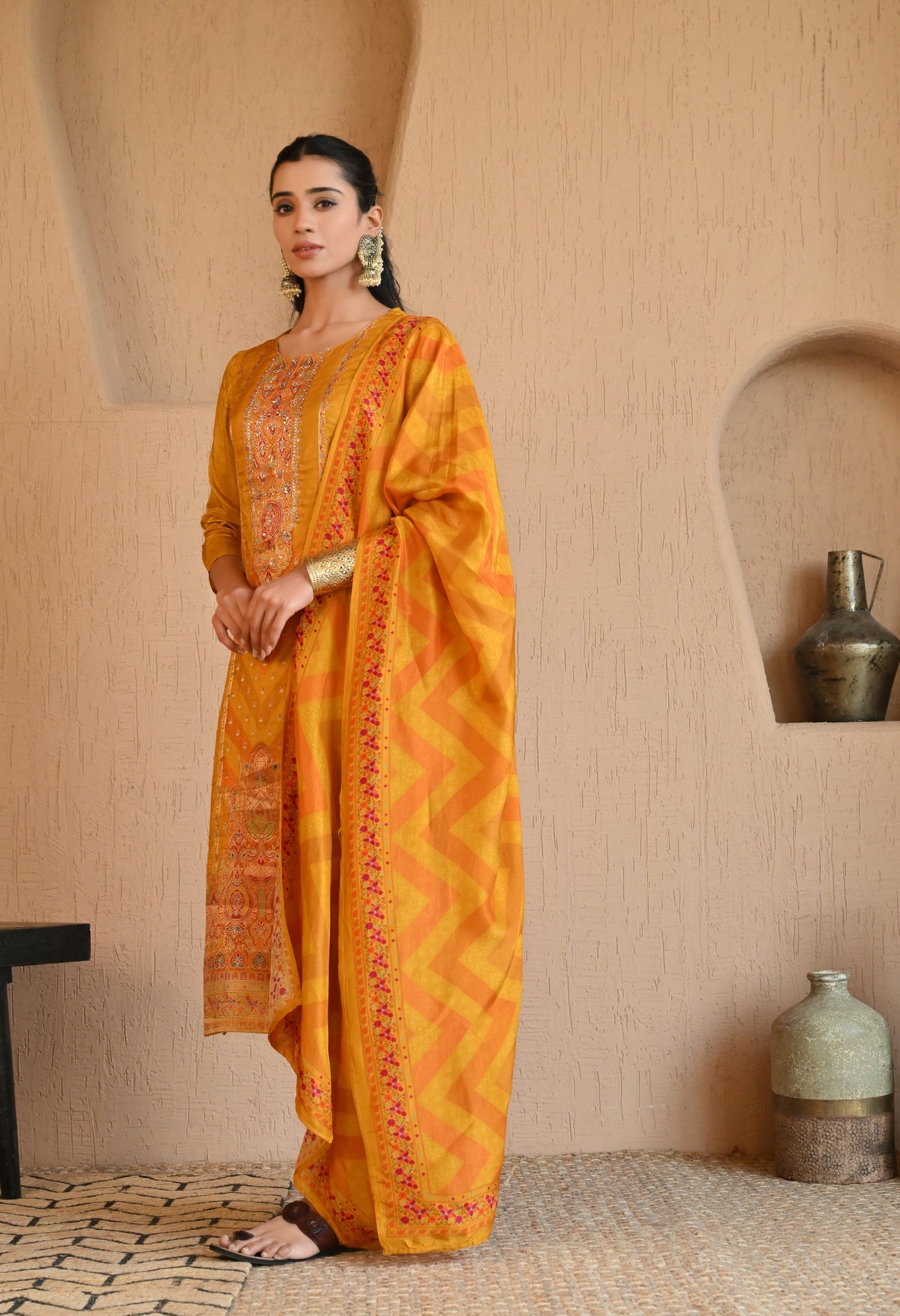 Yellow Royal Brocket Silk Beauty