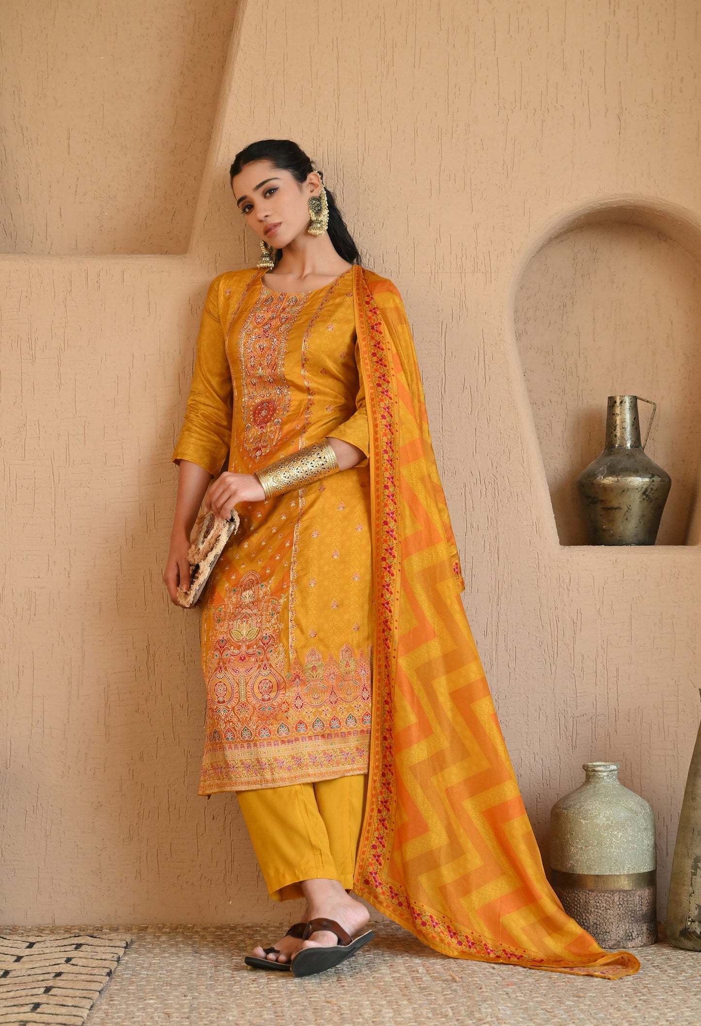 Yellow Royal Brocket Silk Beauty