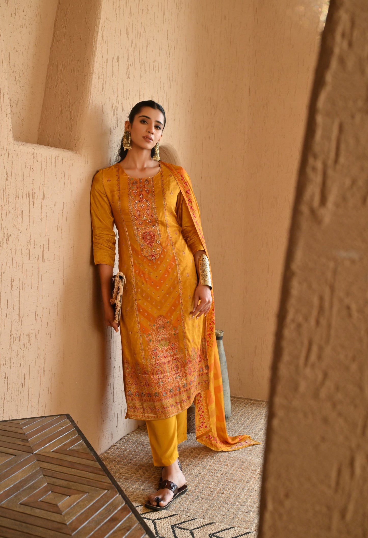 Yellow Royal Brocket Silk Beauty