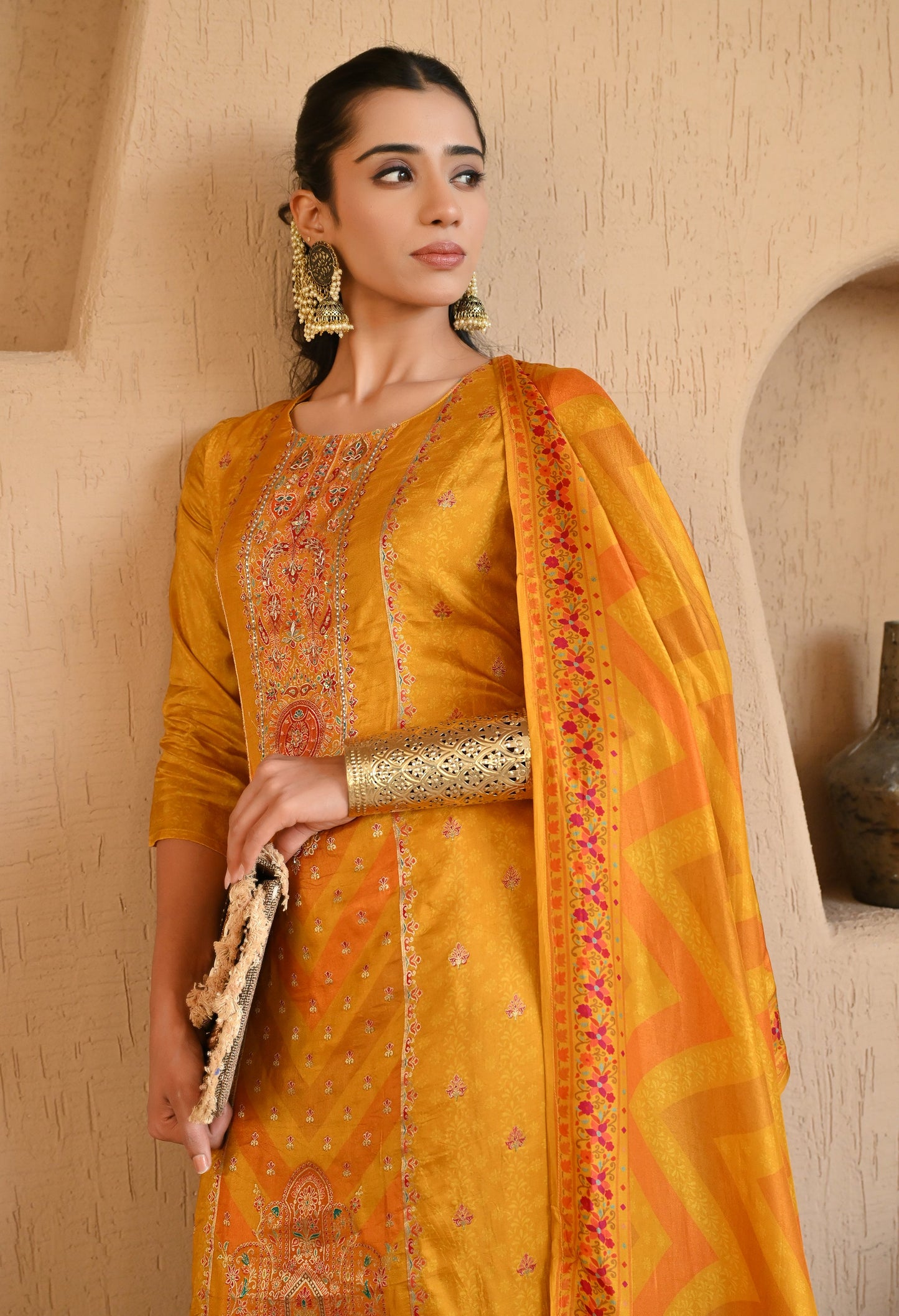 Yellow Royal Brocket Silk Beauty