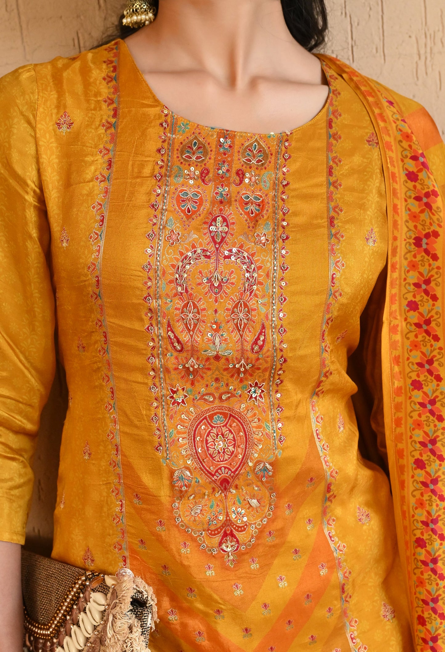 Yellow Royal Brocket Silk Beauty