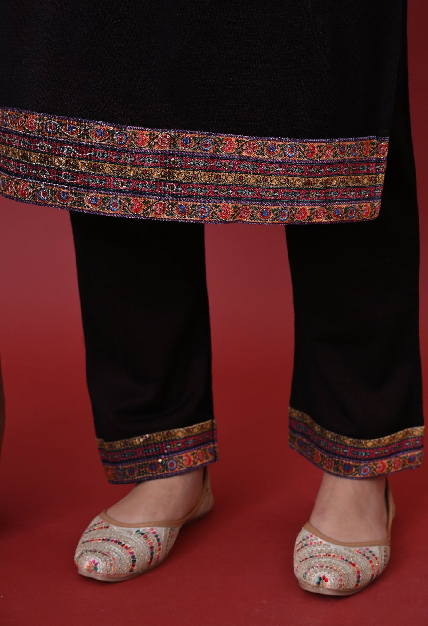 Wine Grace Woolen Kurta Set