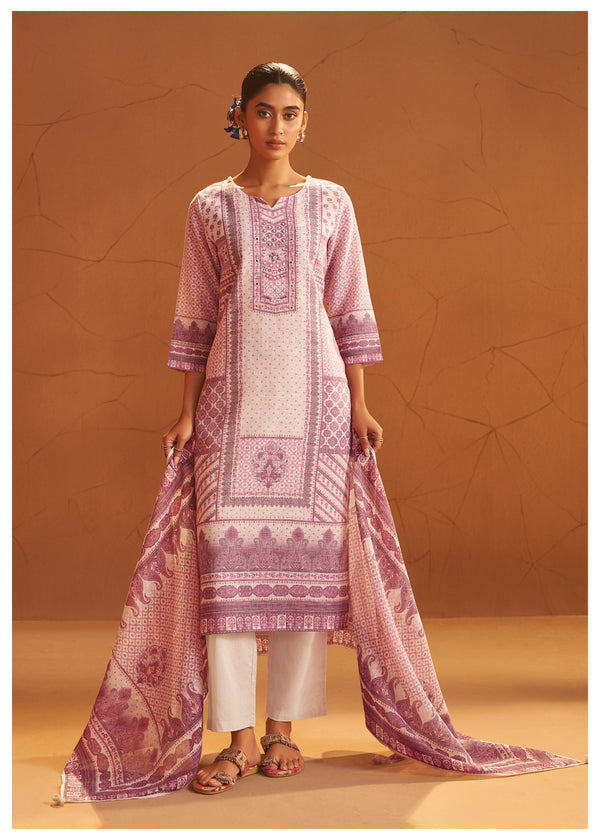 Pink Mithila Charm Suit Set For Woman