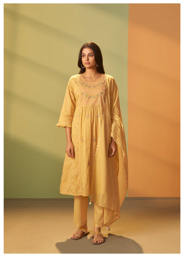 Sunshine Bloom A-Line Suit Set For Woman