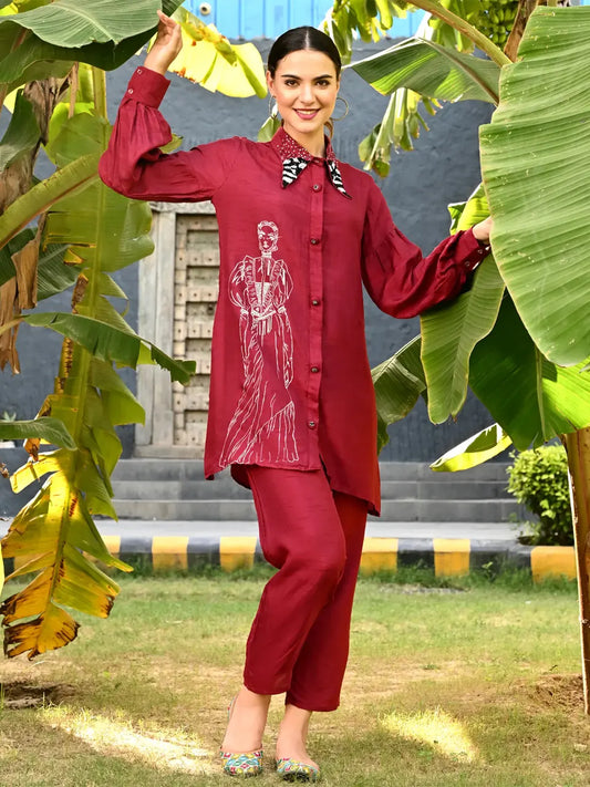 Stylish Bottle Red Co-ord Set