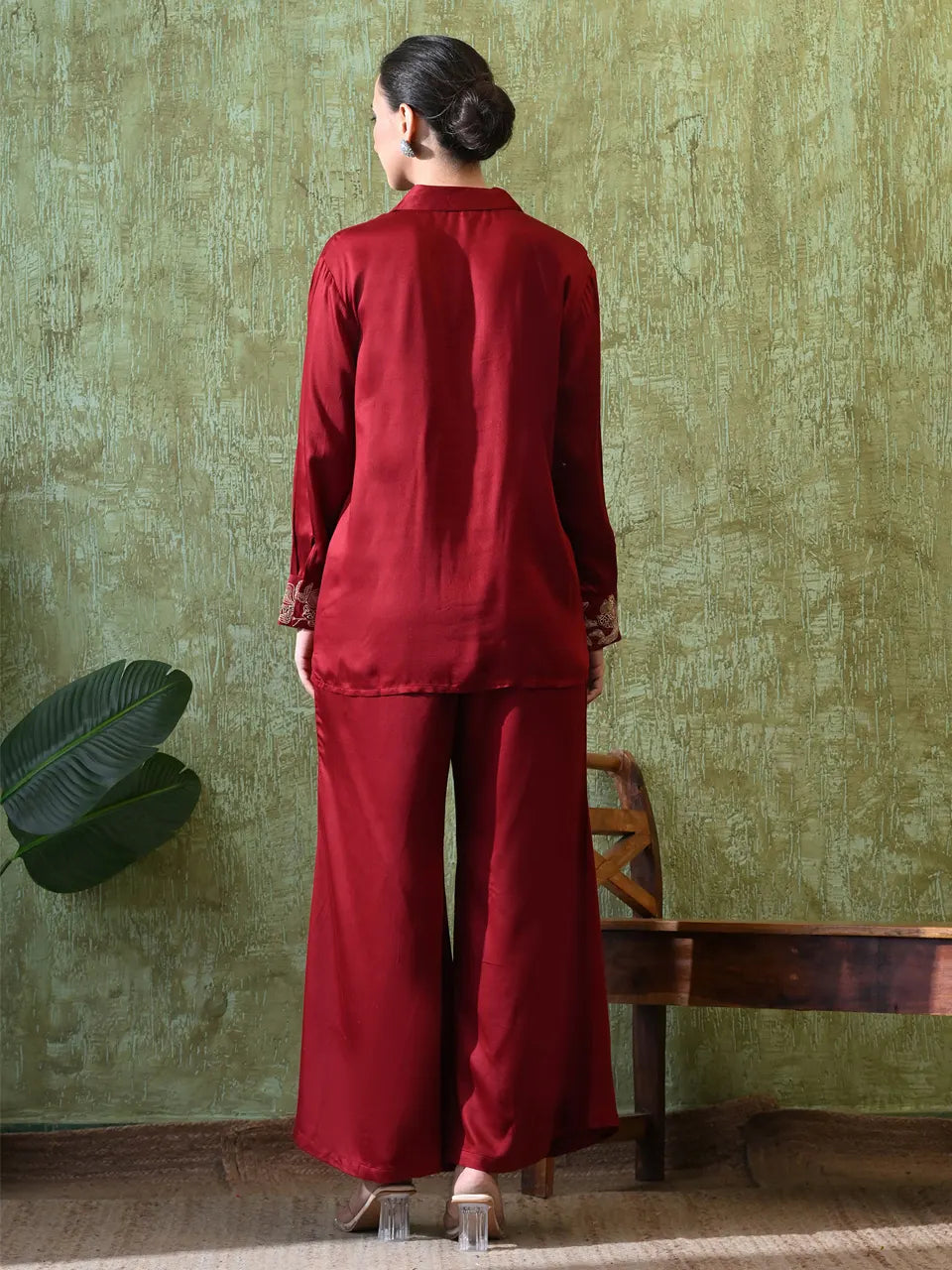Sparkling Maroon Zari Co-ord Set