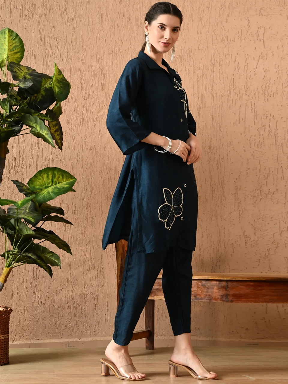 Teal Blue Silk Co-Ord Set