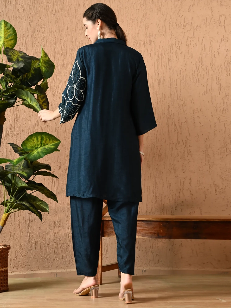 Teal Blue Silk Co-Ord Set