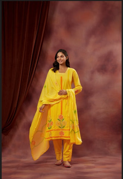 Yellow Finest Cotton Suit Set