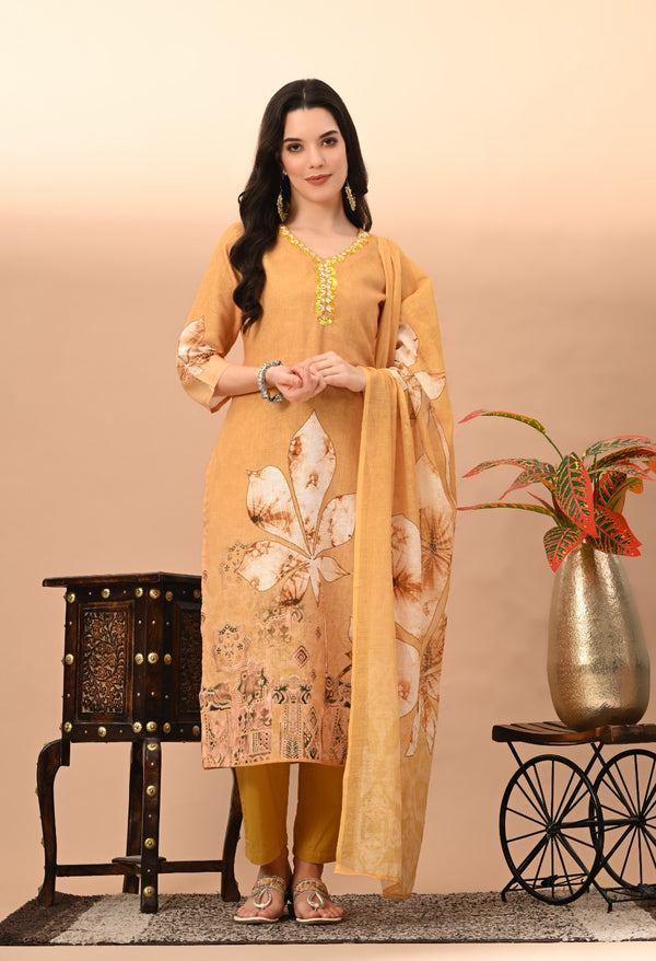 Sunny Yellow Sequin Embroidered Suit