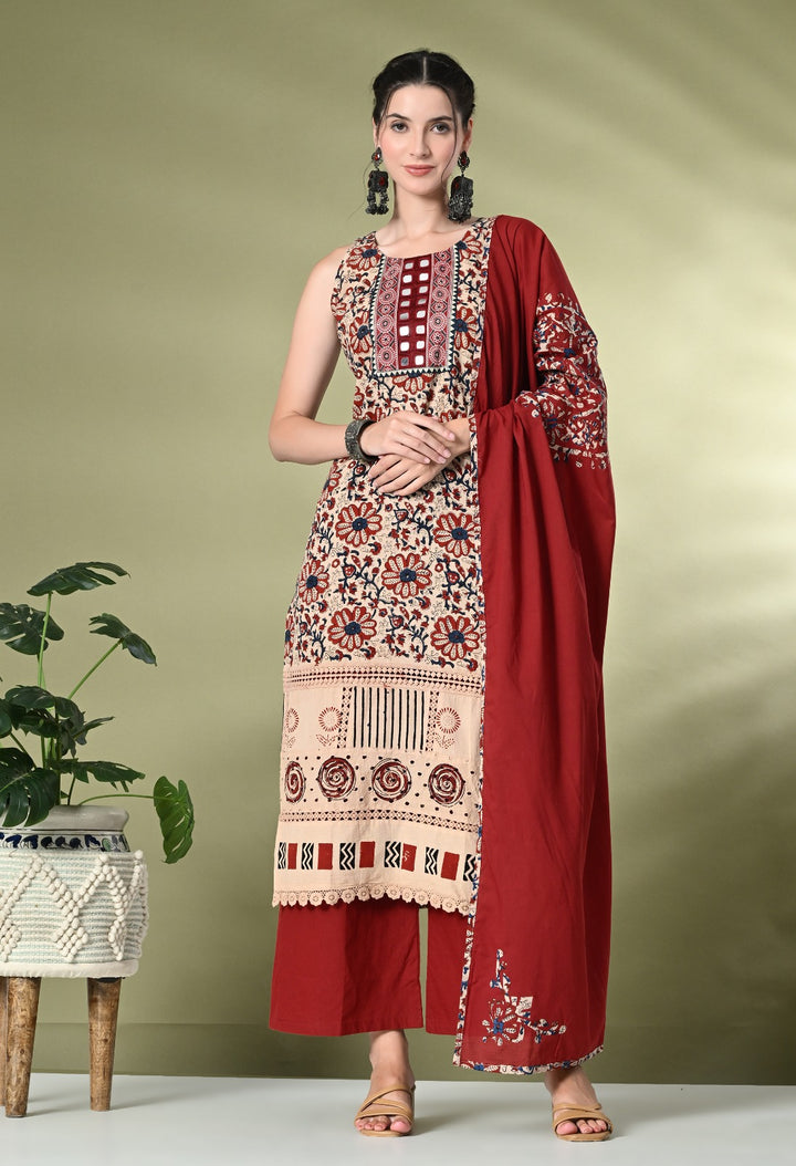 Brown Soft Cotton Palazzo Suit