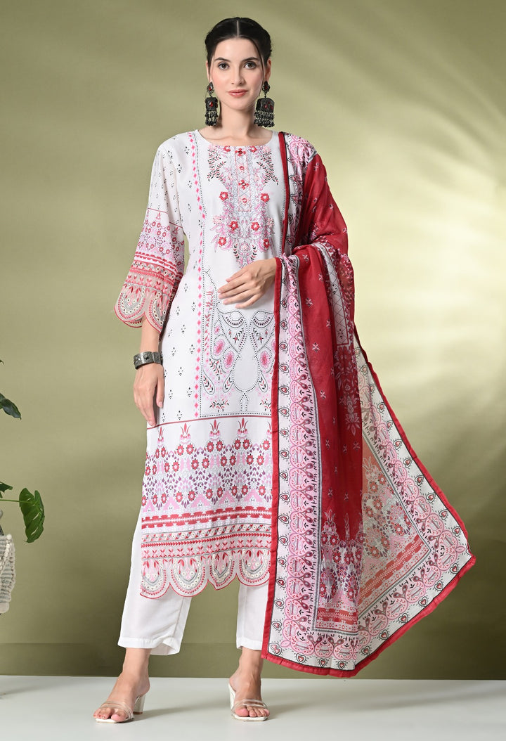 Elegant Off-White Pakistani Cotton Suit