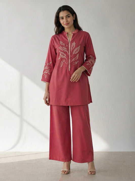 Rose Ember Embroidered Co-Ord Set